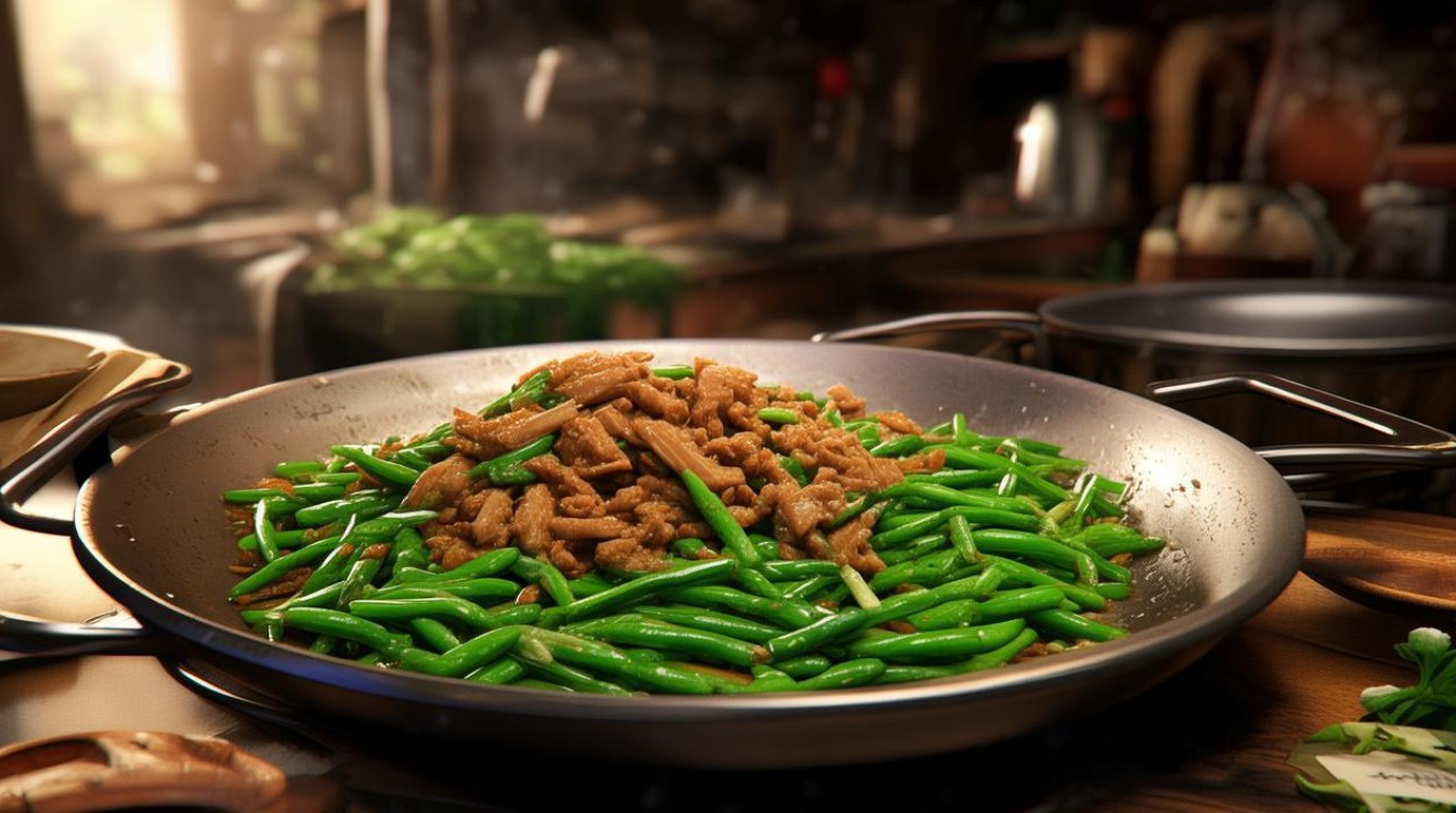 豆角炒肉的做法