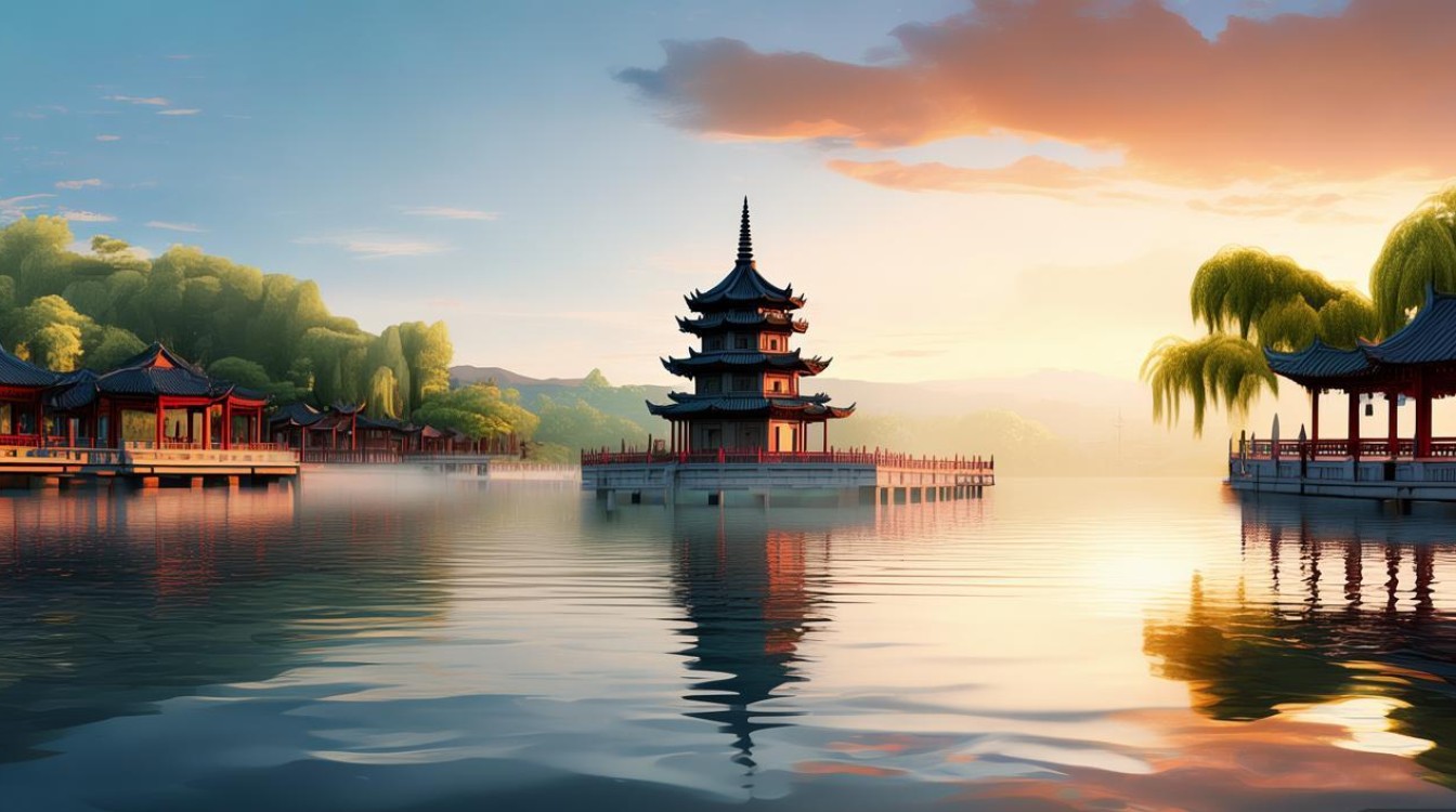 西湖边上的景点